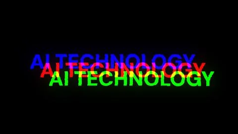 3D rendering Ai technology text with screen effects of technological glitches Stock Illustration