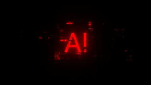 3D rendering AI text with screen effects of technological glitches Stock Illustration