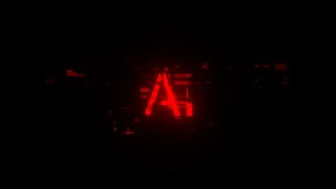 3D rendering AI text with screen effects of technological glitches Stock-Illustration