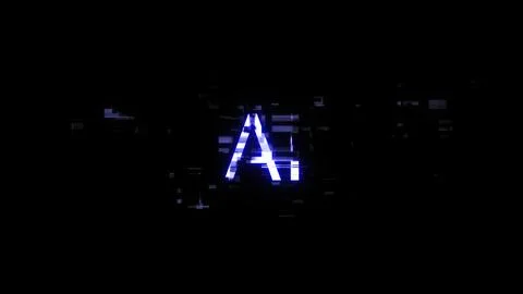 3D rendering AI text with screen effects of technological glitches Stock Illustration