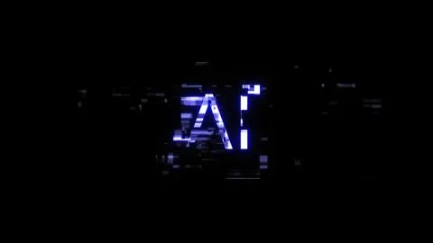 3D rendering AI text with screen effects of technological glitches Stock-Illustration