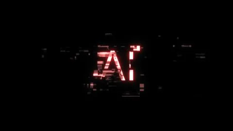 3D rendering AI text with screen effects of technological glitches Stock-Illustration