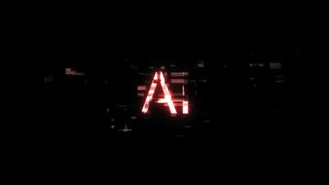 3D rendering AI text with screen effects of technological glitches Illustrazione stock