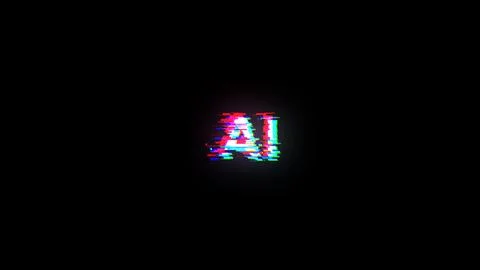 3D rendering AI text with screen effects of technological glitches Stock Illustration