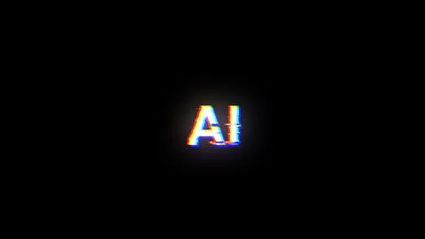 3D rendering AI text with screen effects of technological glitches Stock Illustration