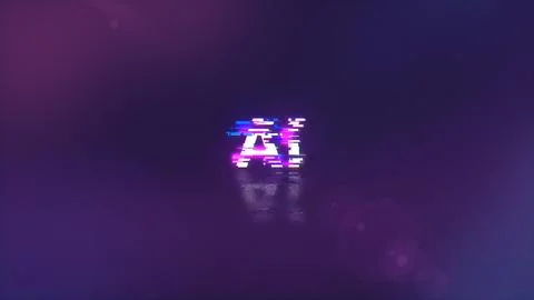 3D rendering AI text with screen effects of technological glitches Illustrazione stock