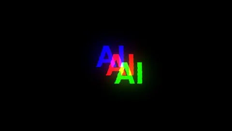 3D rendering AI text with screen effects of technological glitches Stock Illustration