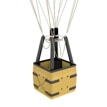3d rendering of an air balloon basket with gas burners isolated on white Stock Illustration