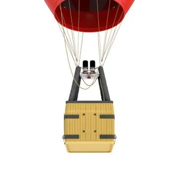 3d rendering of an air balloon basket with gas burners isolated on white Stock Illustration