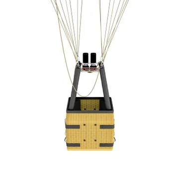 3d rendering of an air balloon basket with gas burners isolated on white Stock Illustration