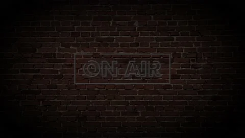 3D Rendering On Air Neon Sign with a Brick Wall Background Stock Footage