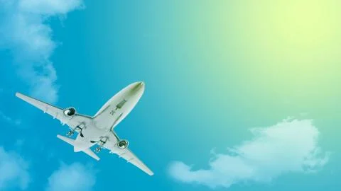 3d Rendering airplane fly on the sky Stock Illustration