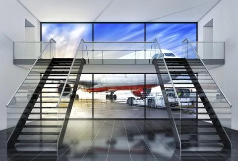 3D rendering of an airport background Ilustración de archivo