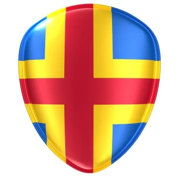 3d rendering of an Aland Islands flag icon. Stock Illustration