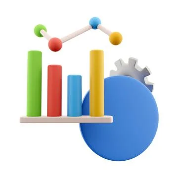 3d rendering alarm clock with gear growth bar graph icon. 3d render blue timer Stock Illustration