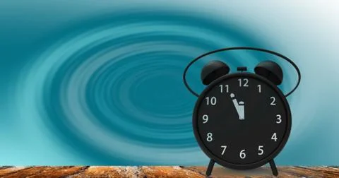 3d rendering of alarm clock with little minutes to twelve o'clock 스톡 일러스트