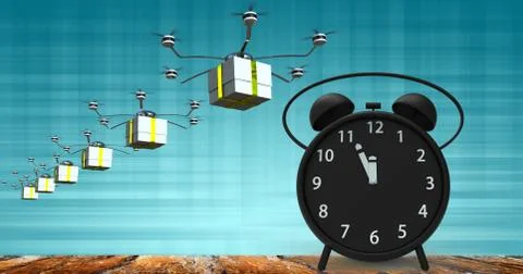 3d rendering of alarm clock with little minutes to twelve o'clock イラスト素材