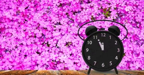 3d rendering of alarm clock with little minutes to twelve o'clock Stock Illustration