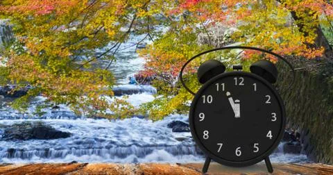 3d rendering of alarm clock with little minutes to twelve o'clock Stock Illustration