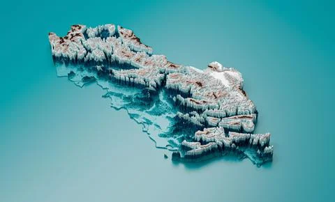 3d rendering of the Albania map isolated on blue background. イラスト素材