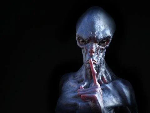 3D rendering of an alien creature hushing. Stock Illustration