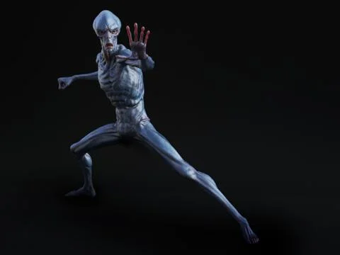3D rendering of an alien creature ready to fight. Stock Illustration
