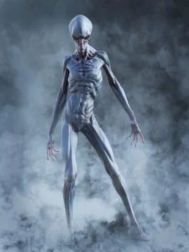 3D rendering of an alien creature ready to fight. Stock Illustration