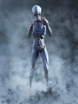 3D rendering of an alien creature ready to fight. Stock Illustration