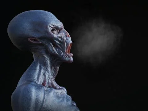 3D rendering of an alien creature screaming. Stock Illustration