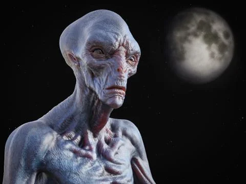 3D rendering of an alien creature in space. Illustrazione stock