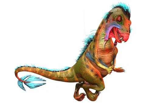 3D Rendering Alien Dinosaur on White Illustration