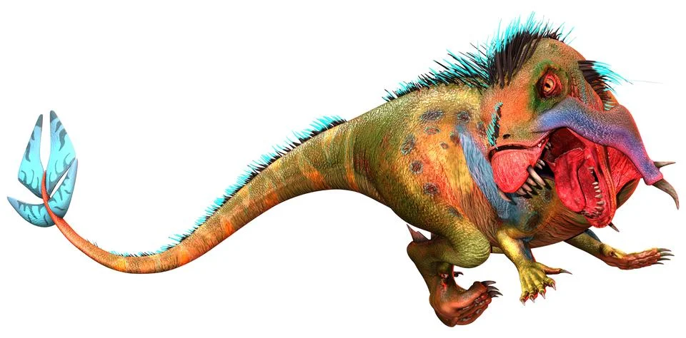 3D Rendering Alien Dinosaur on White Illustration