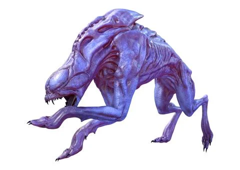 3D Rendering Alien Dog on White Stock Illustration