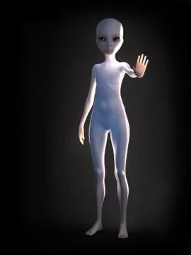 3D rendering of an alien encounter. Illustrazione stock