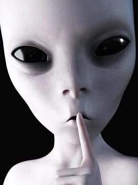 3D rendering of an alien hushing. Illustrazione stock