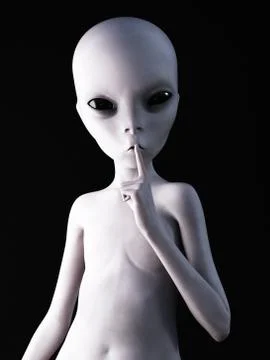 3D rendering of an alien hushing. Stock Illustration