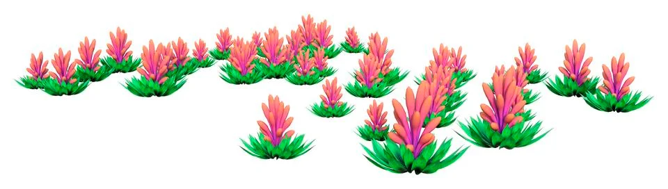 3D Rendering Alien Plants on White Stock Illustration