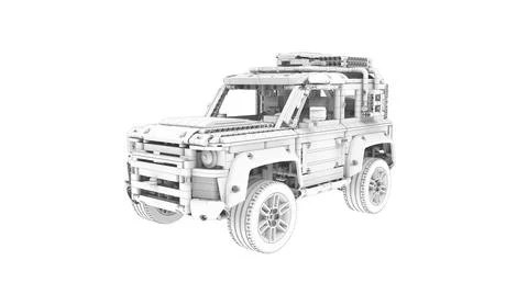 3D rendering of a all road terrain vehicle as a toy technical building blocks Ilustración de archivo