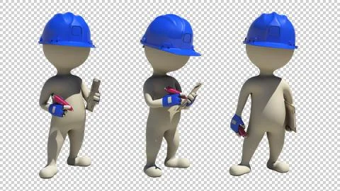 3d rendering with alpha of idle construction team leader with pen and notepad Stock Illustration