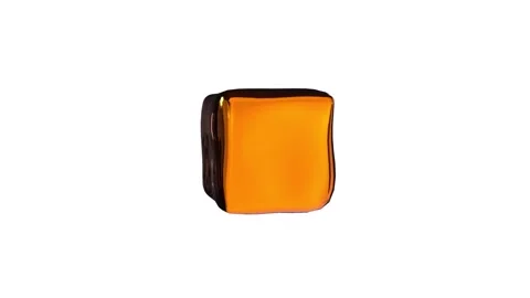 3D rendering of an amber-colored glass cube with reflective surfaces Stock Footage 285924984