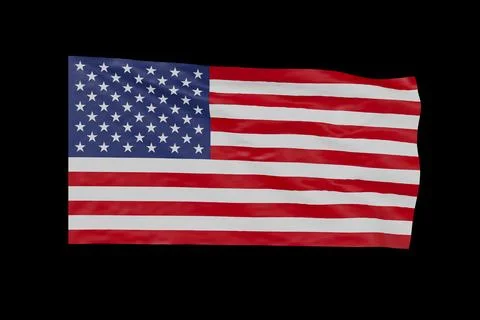 3D rendering of the American flag isolated on a black background. Stock Illustration