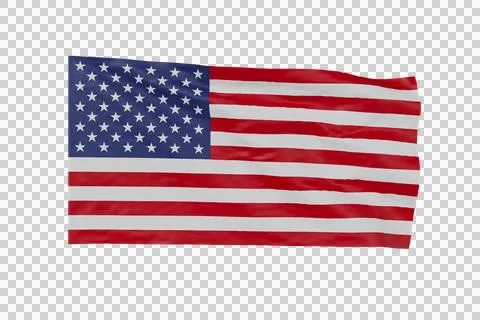 3D rendering of the American flag isolated on a transparent background. PNG.. Stock Illustration