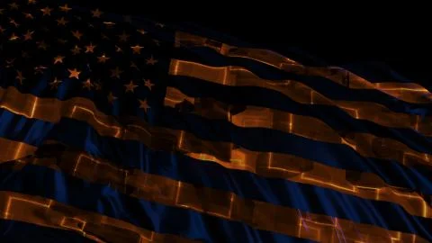 3d rendering of american flag made in cyber style. The flag develops smoothly Foto stock