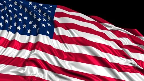 3D rendering of an american flag. Smoothly developing in the wind 库存照片