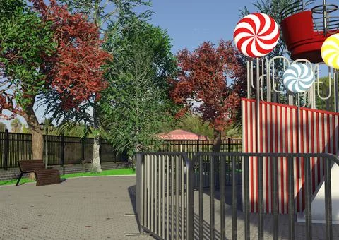 3D Rendering Amusement Park Ilustração Stock