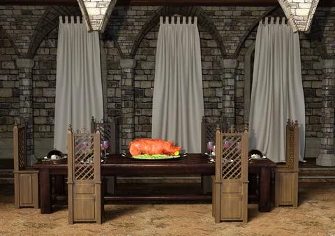 3D Rendering Ancinet Room Interior Stock Illustration