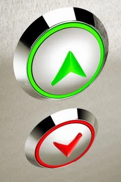 3D rendering of up and down buttons of an elevator Stock Illustration