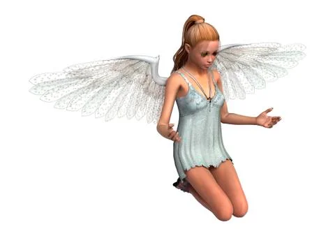 3D Rendering Angel on White Stock Illustration