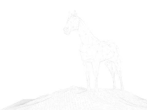 3d rendering of anima wireframel with white background Stock Illustration