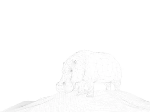 3d rendering of anima wireframel with white background Stock Illustration